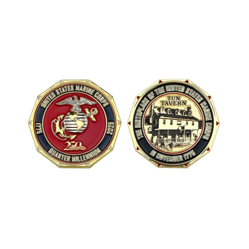 250th Birthday USMC 2-inch Coin Round Photo Dome